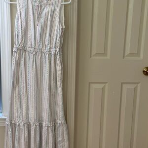 J. Crew Factory Maxi Dress - Cream and Pink Stripes